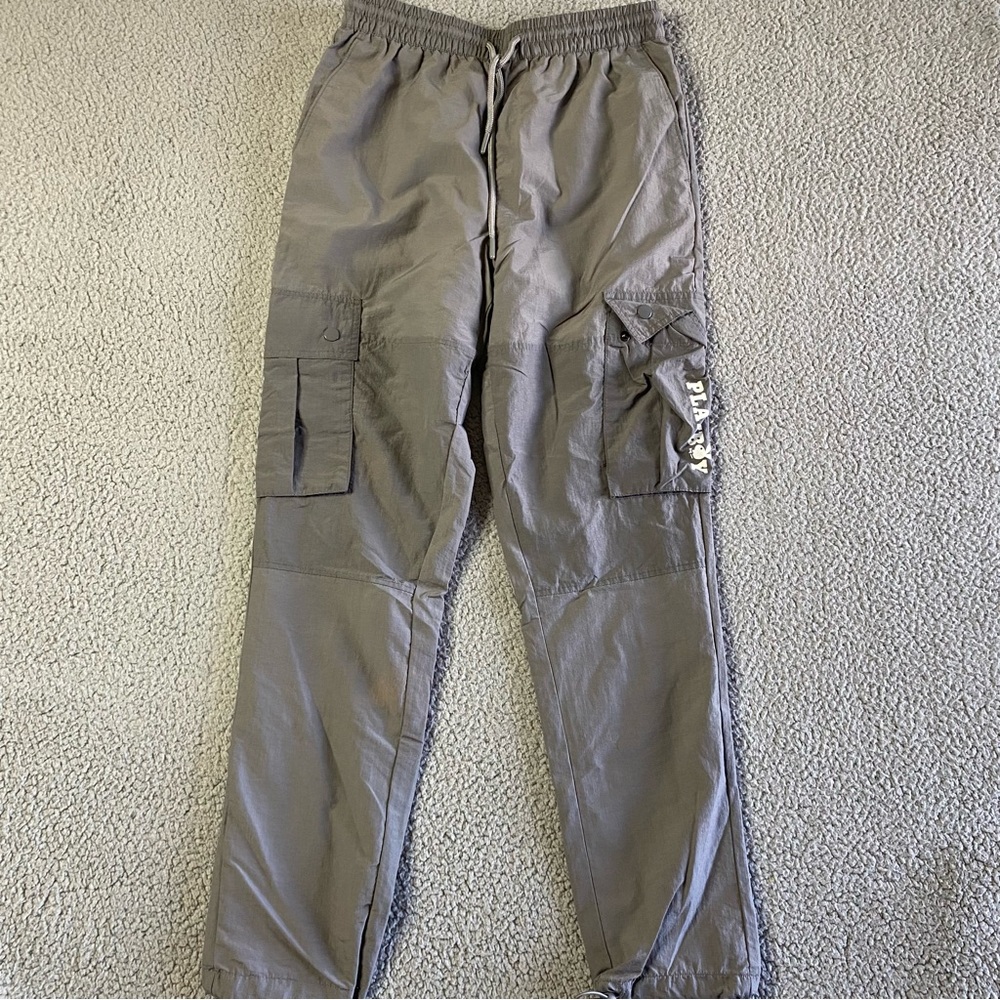 Playboy by Pacsun Joggers Men's S Small Gray Cargo Utility Pants drawstring